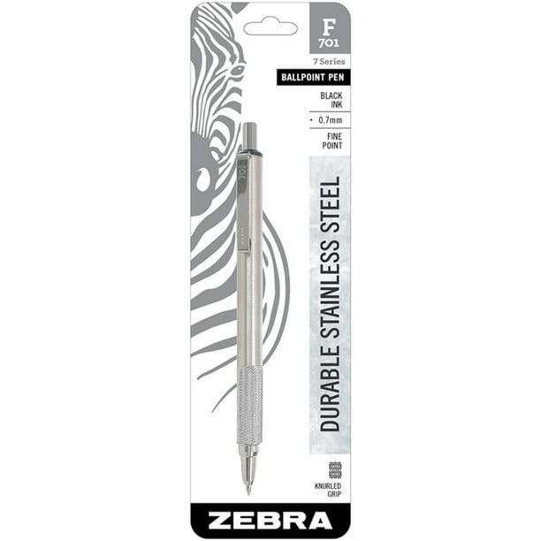 Zebra Pen 29411 F-701 Ballpoint Stainless Steel Retractable Pen Fine Point,